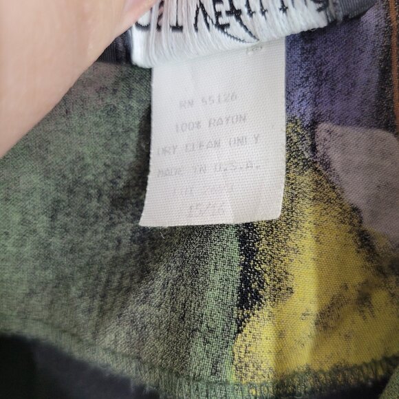 Vintage 90s Shirt Dress Size 14 16 XL Art to Wear Midi Long Green Button Front - Picture 9 of 9